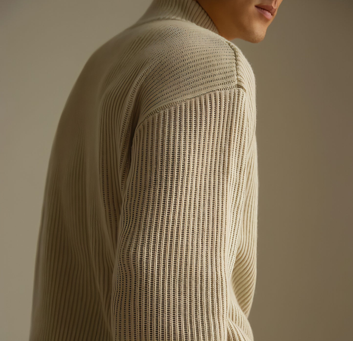 Lazy And Versatile Wool Turtleneck Half Loose Zip Sweater