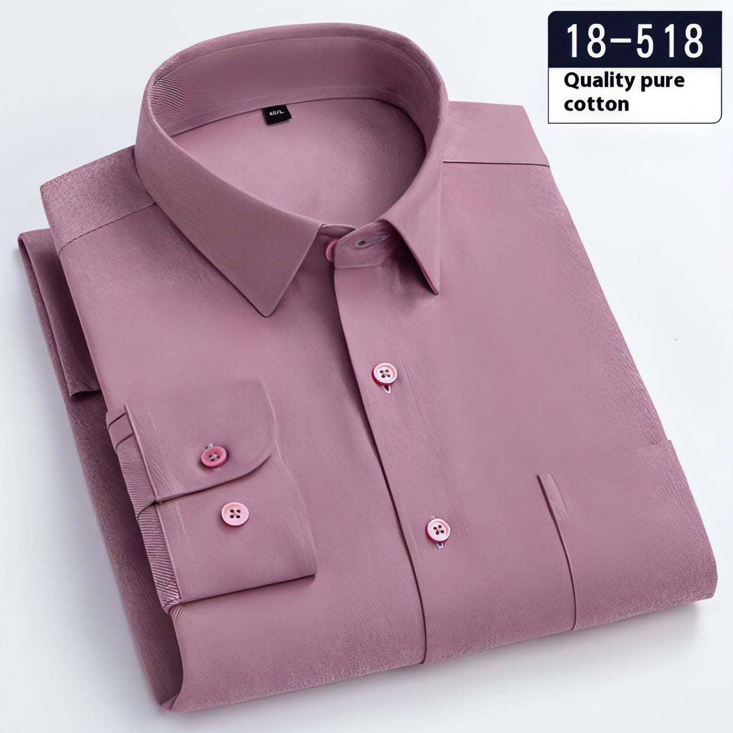 Men's Long Sleeve Solid Color Pocket Light Business DressShirt