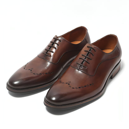 Italian Carved Leather Shoes Handmade Goodyear Leather Shoes Men