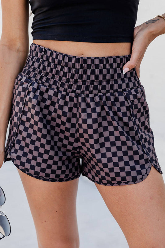 Brun leopard hög midja atletiska shorts