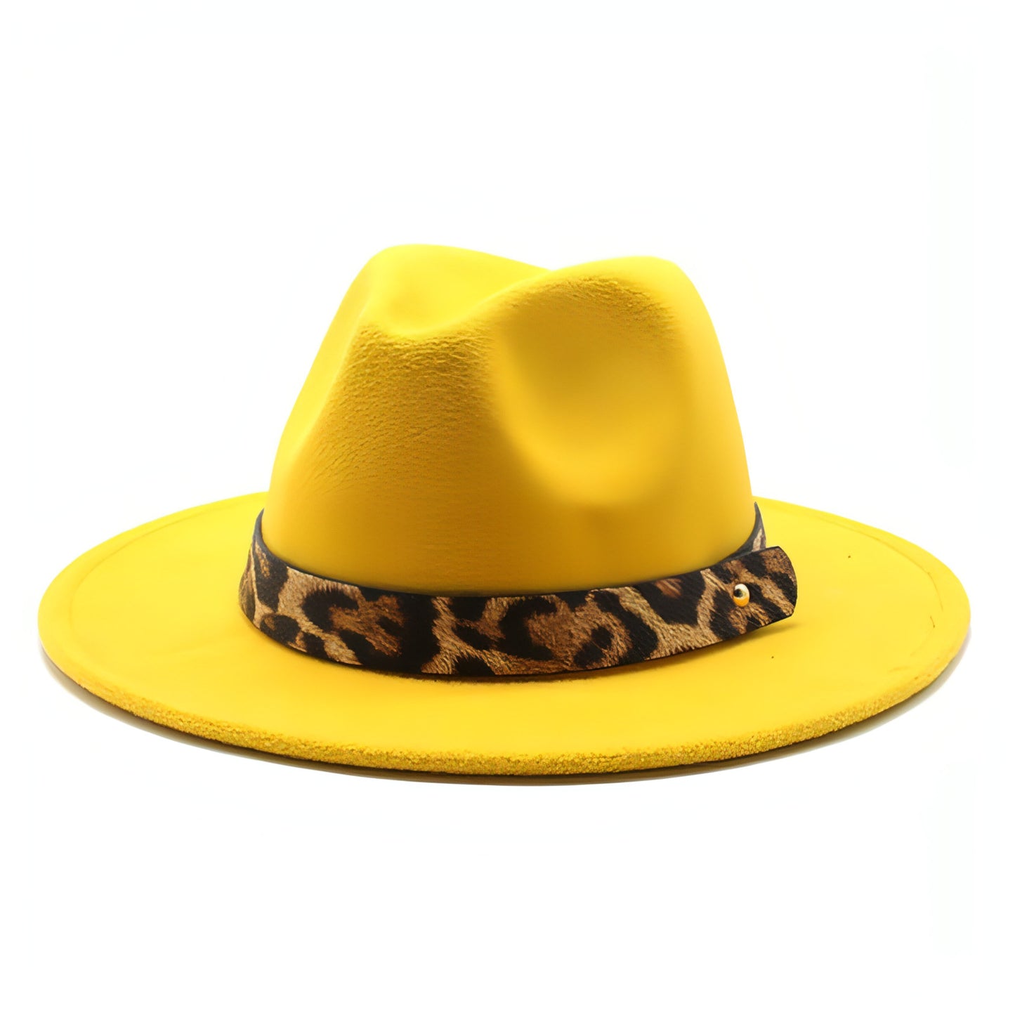 Men's Fashion Leopard Print Woolen Big Brim Top Hat