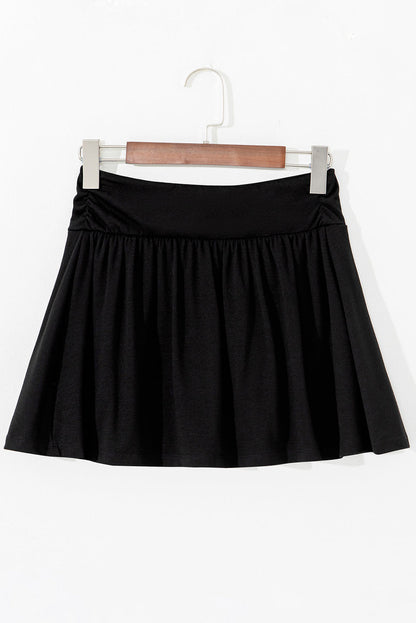 أسود واسعة حزام Ruched Skort