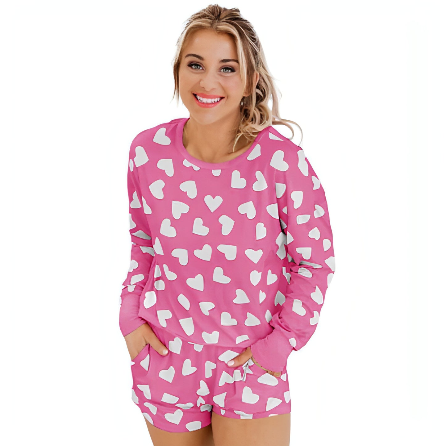 Heart Shape Printed Home Two-piece Women's Clothing Pajama