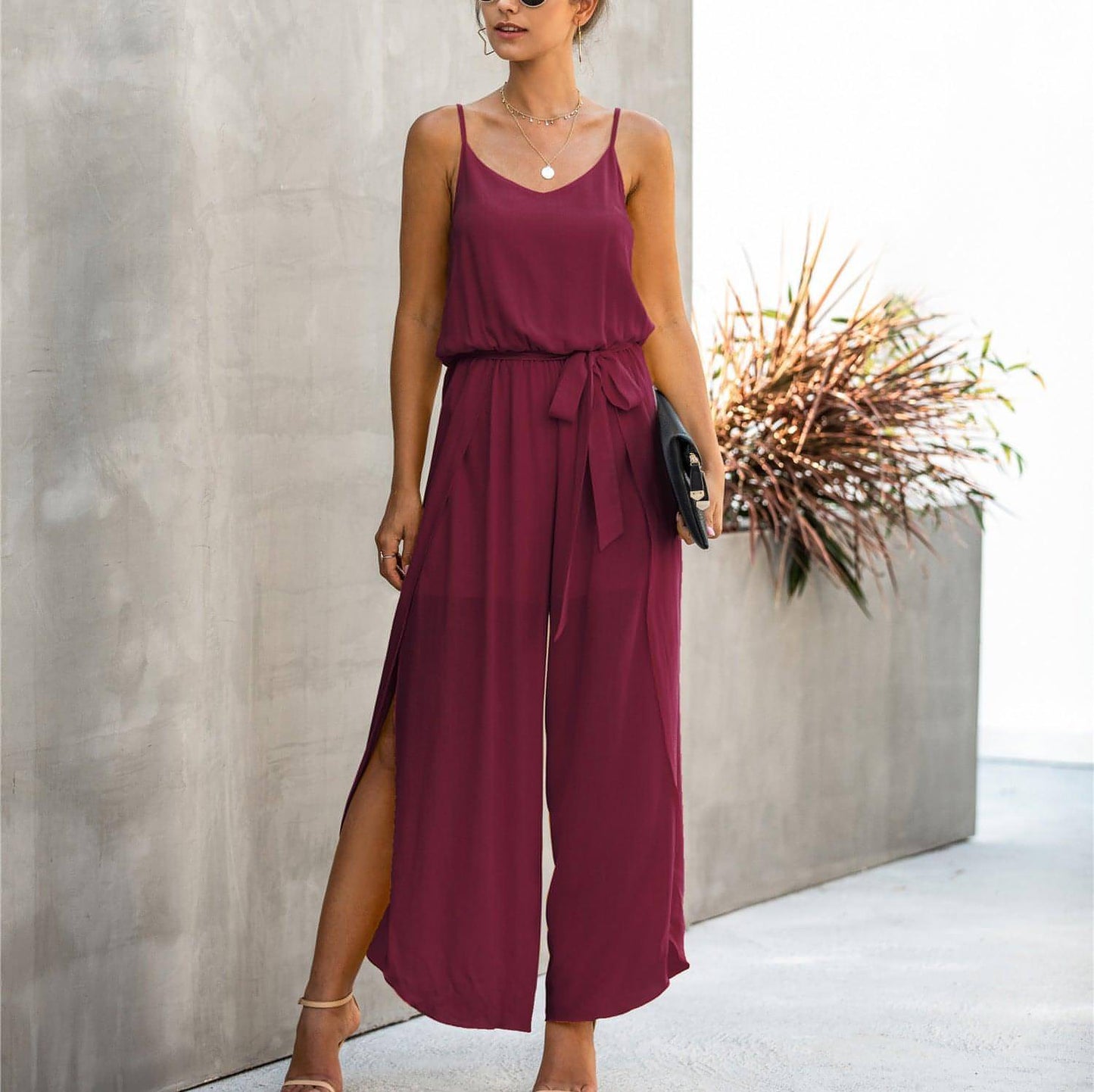 Side split female jumpsuit