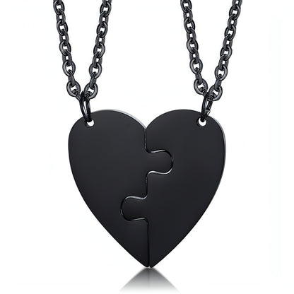 Titanium Steel Heart-Shaped Friendship Pendant – Two-Piece Jewelry