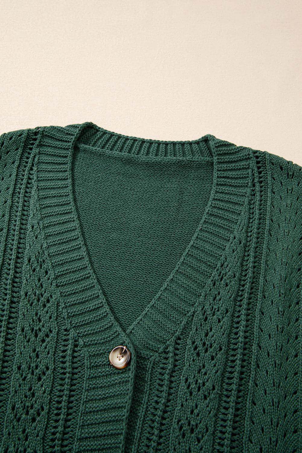 Canton Open Knit Drop Shoulder Sweater Cardigan