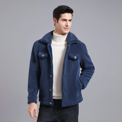 Grain Fleece Men Jacket Autumn And Winter New Style