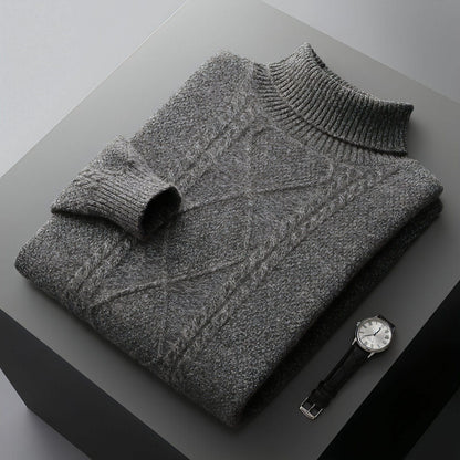 Men's Lapel High Collar Thick Loose Casual Knitted Sweater