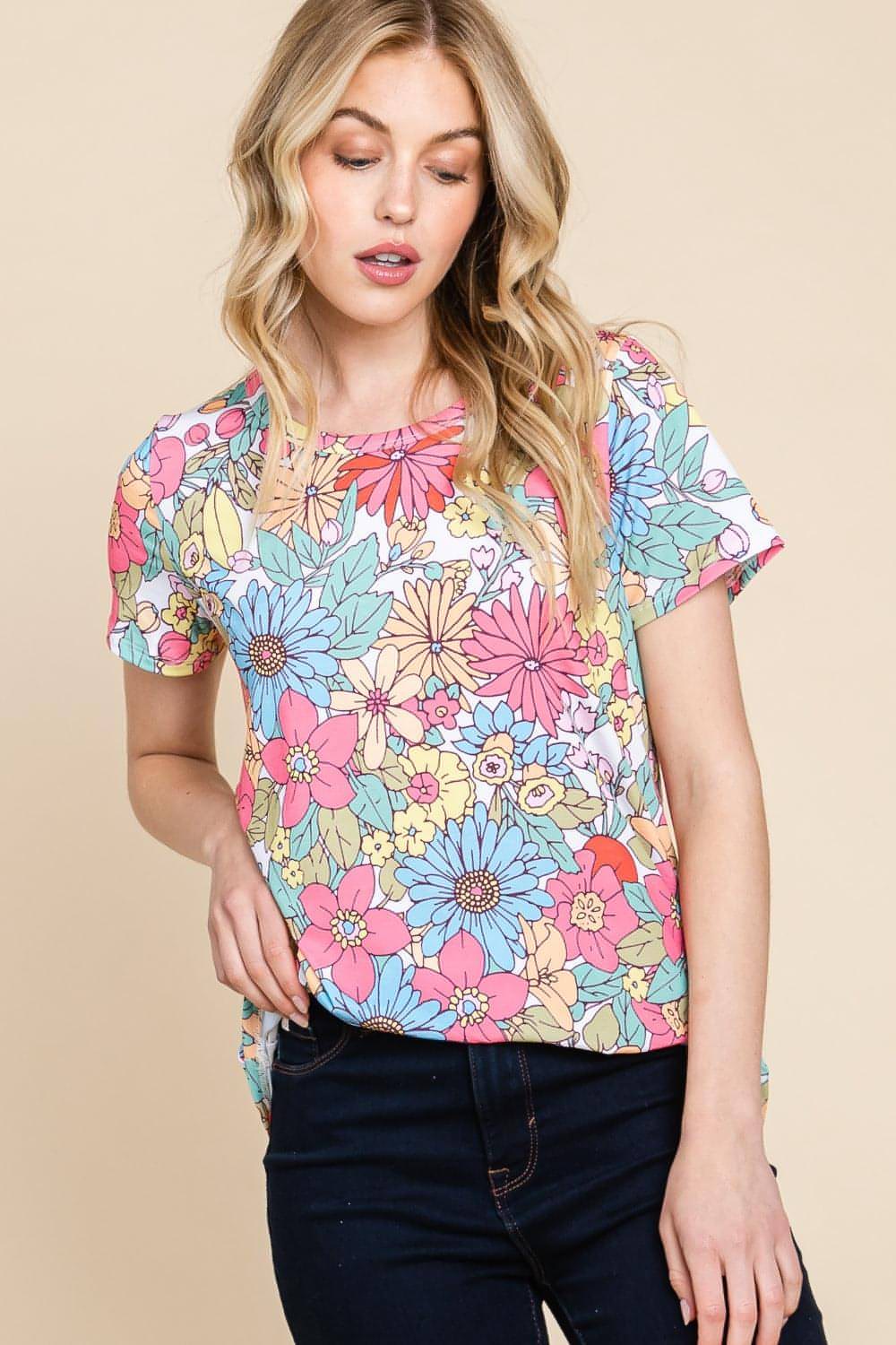 Camiseta de manga corta con estampado floral BOMBOM