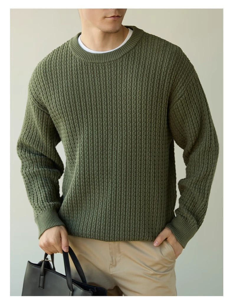 High-end Long Sleeve Loose Round Neck Men's Knitwear