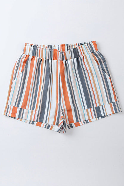 Stripe vintage gewassen elastische franje taille casual shorts