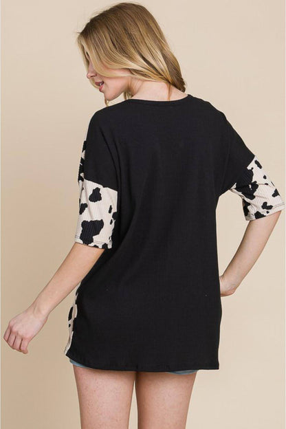 Bombom Rodeo Love Ribbed Animal Contrast Tee