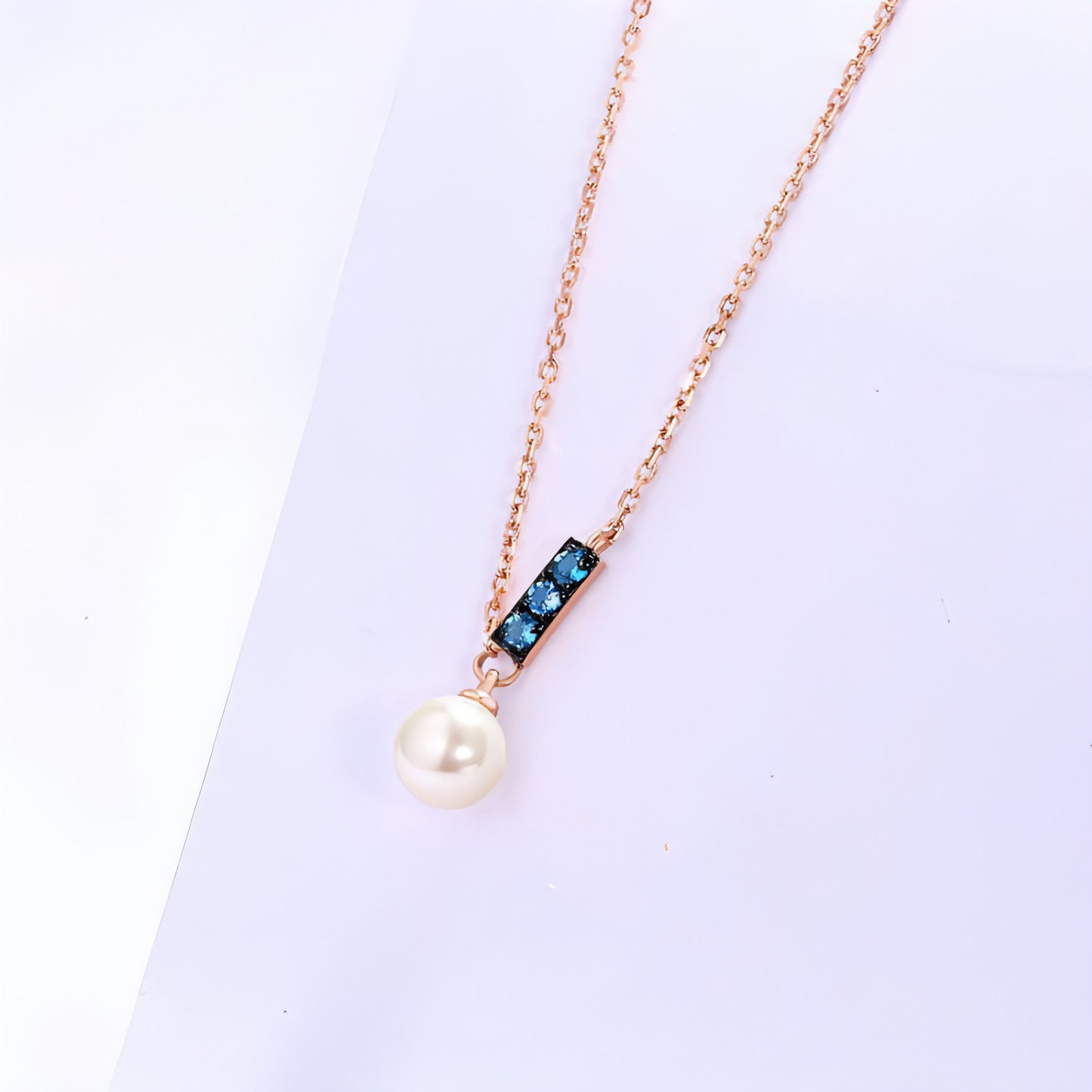 14K Rose Gold Jewelry New Korean Pearl Necklace Pendant all-match gold custom simple and elegant fashion wholesale