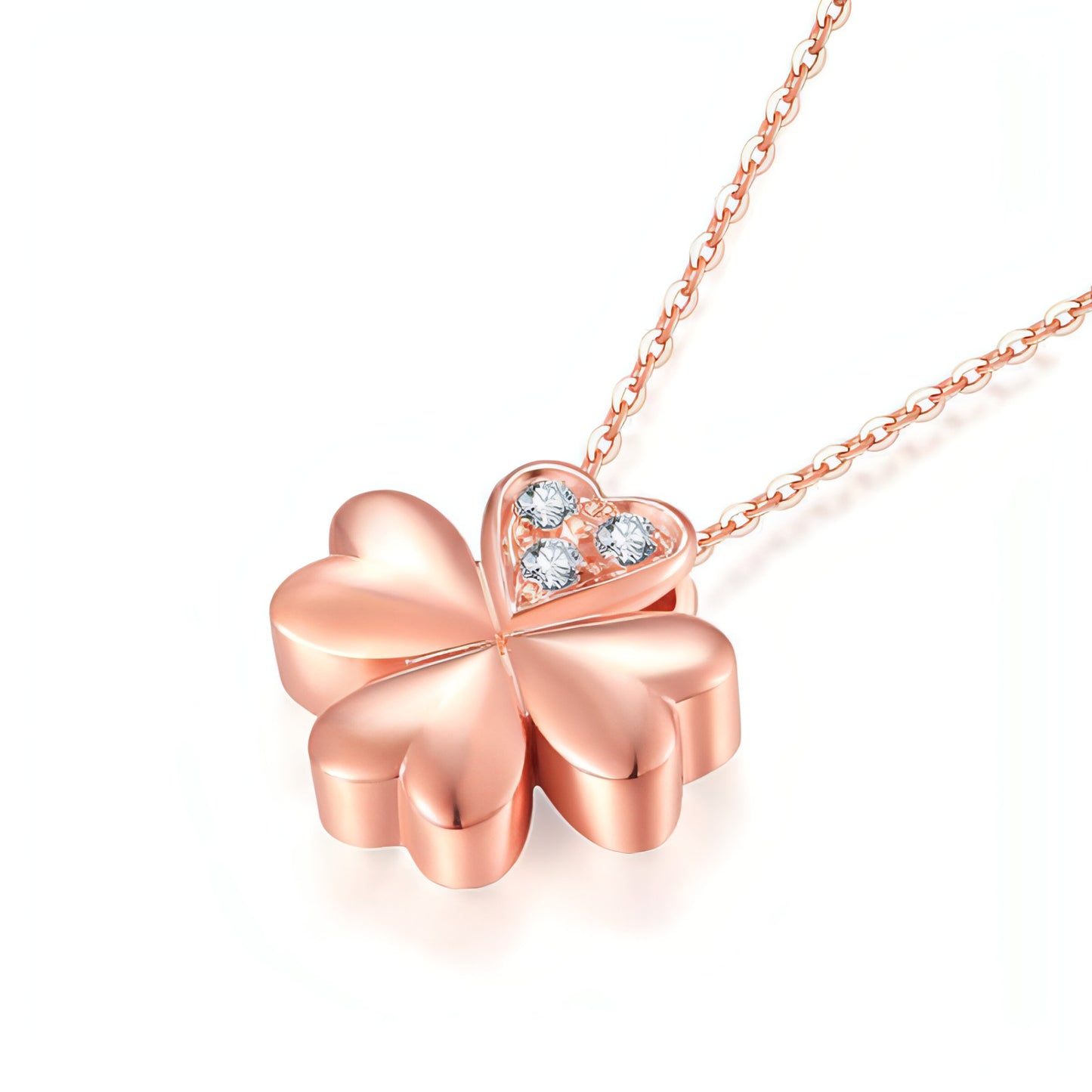 Rose Gold Clover Diamond Pendant Necklace