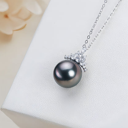 Black Pearl 18K Gold Pendant S925 Silver Necklace Female