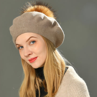 Autumn Winter Berets Hat Women Casual Knitted Wool Beret Wit