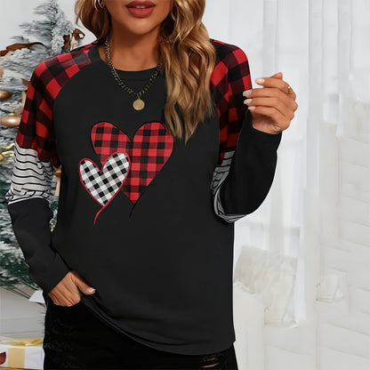 Women's Round Neck Long-sleeved Sweater Women's Plaid