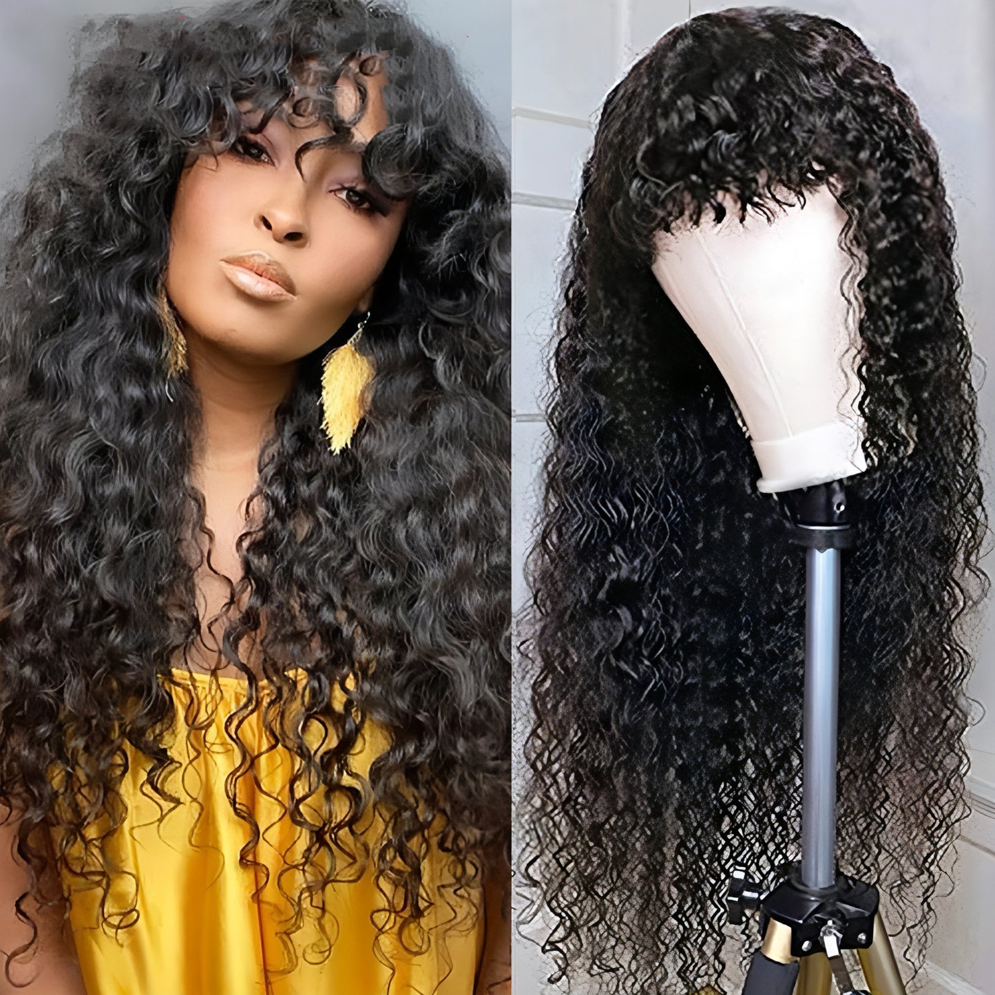 Shunfa Full Mechanism Curved Bangs Brazilian Hair Real Hair Headgear