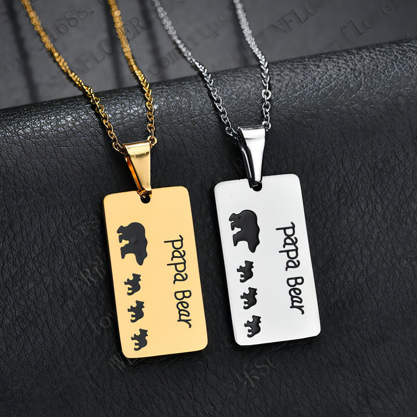 Bear Pendant Stainless Steel Oil Drop Necklace Daddy Necklace