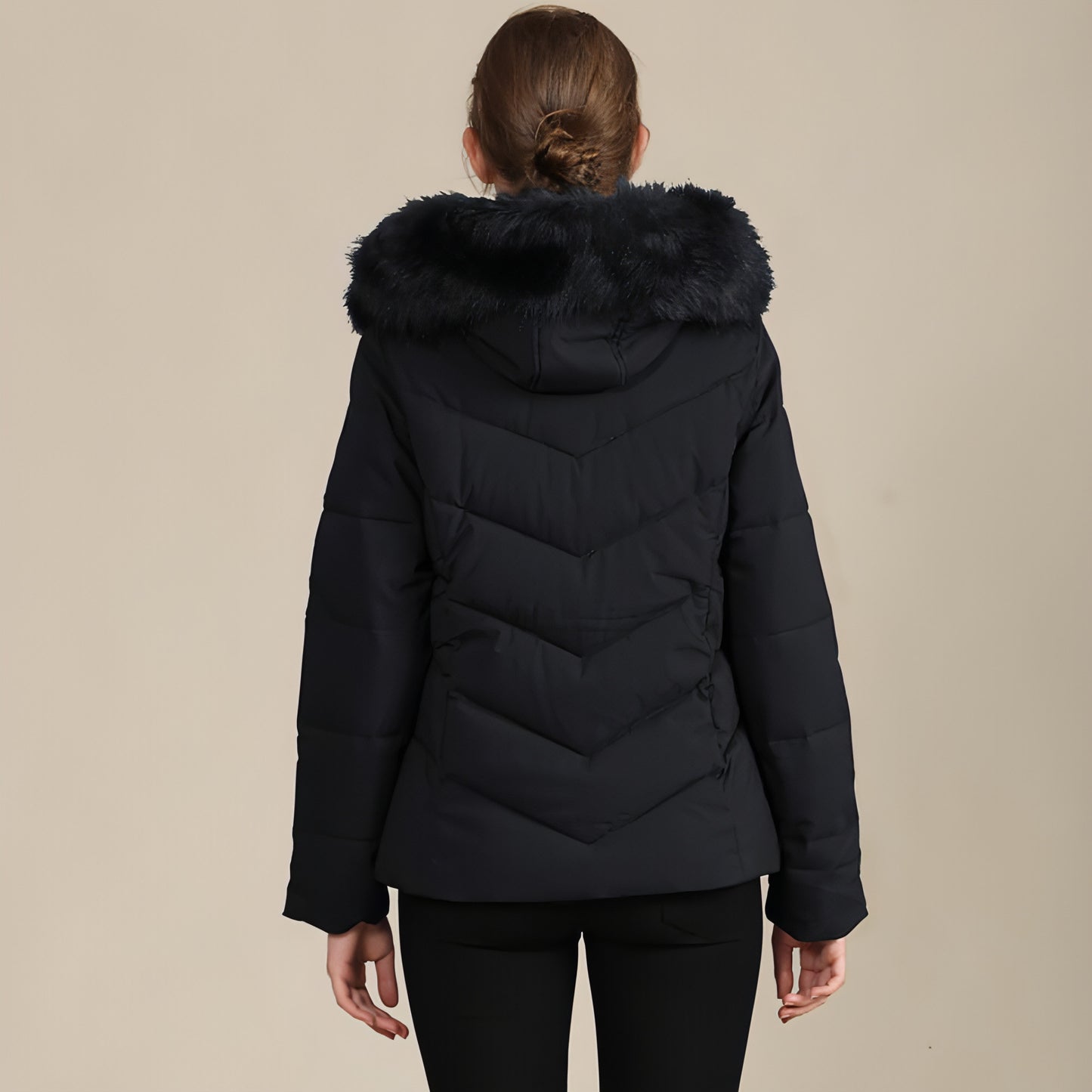 Cotton-padded Jacket With Standing Collar For Women