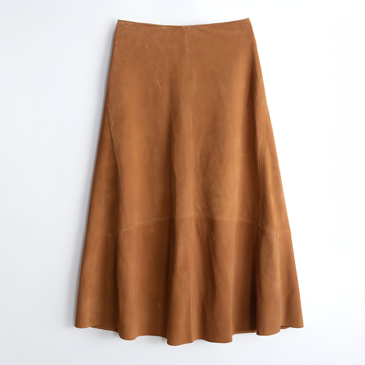 High Waist Sheepskin Suede Commute Minimalist Overknee Long Skirt