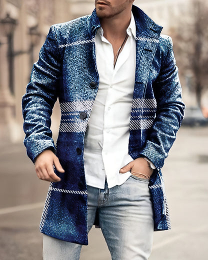 Men's Woolen Stand Collar Mid-length Trench Coat