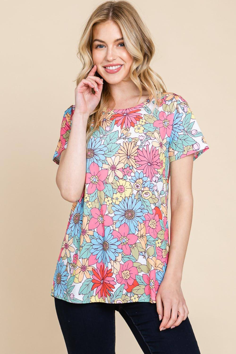 BOMBOM – Kurzärmliges T-Shirt mit Blumenmuster