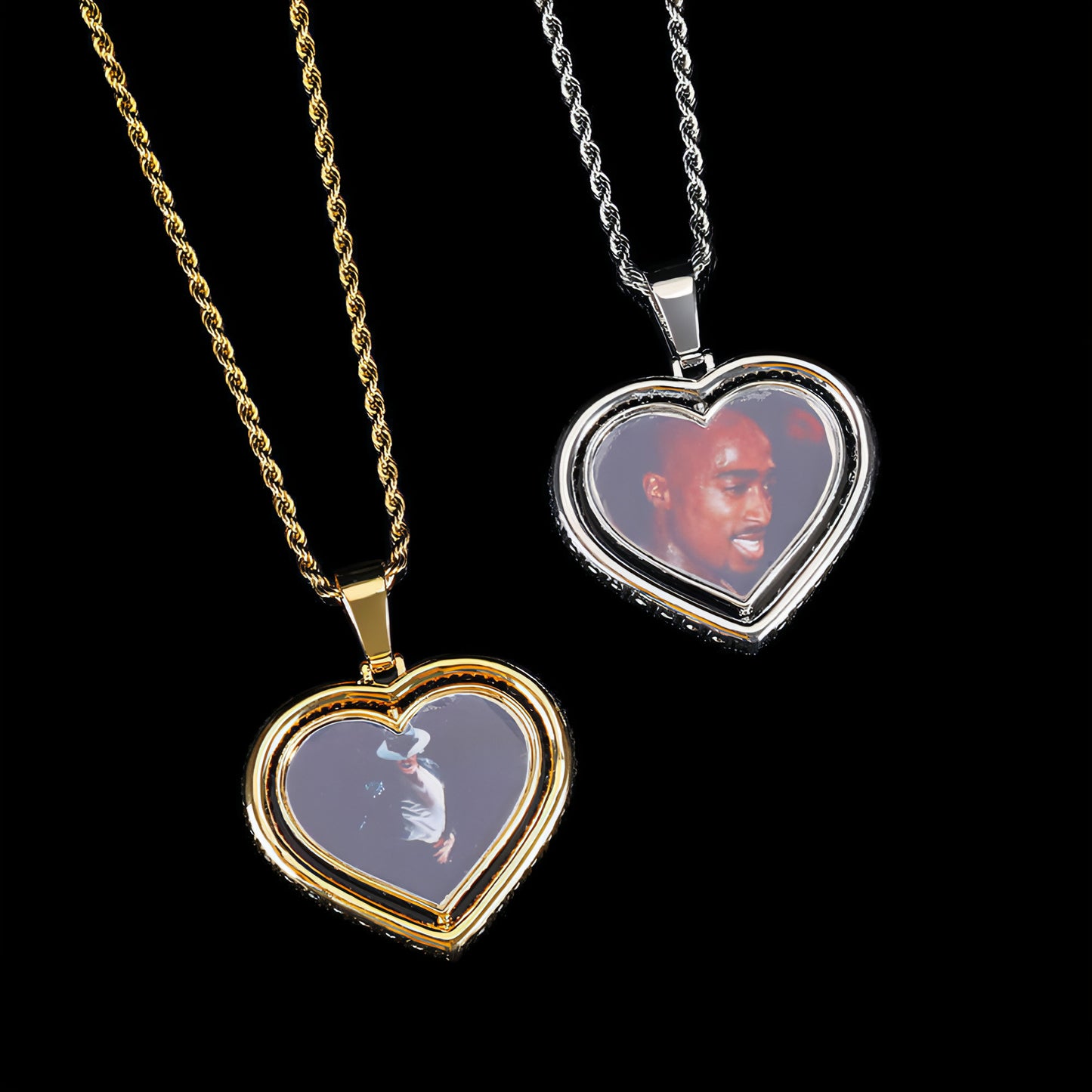 Rotating Double-sided Love Photo Pendant Necklace