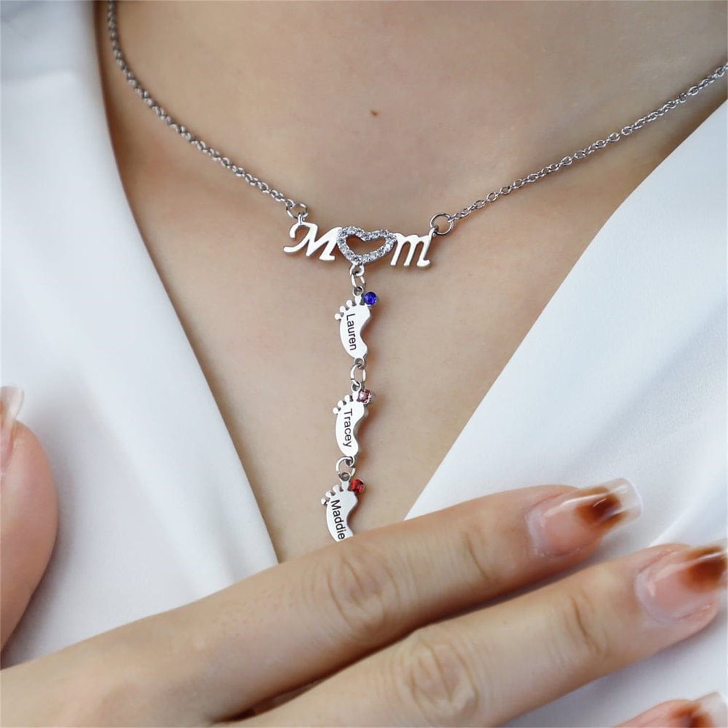 Mother's Day MOM Foot Personalized Necklace