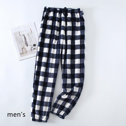 Couple Flannel Pajama Pants Plaid Women Autumn And Winter Plus Size Thickened