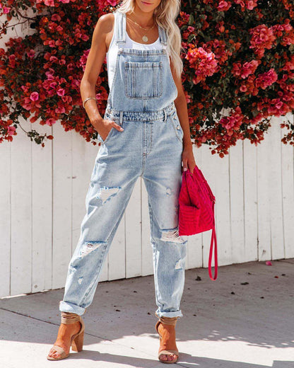 A.1 Denim Women's Jumpsuit With Shoulder Straps