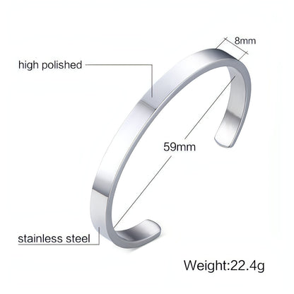 Can Be Engraved Light Body Opening Titanium Steel Men's Bracelet