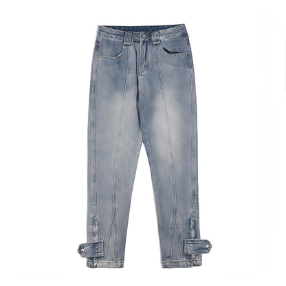 High Street Distressed 3D Cut Jeans With Side Zipper Men