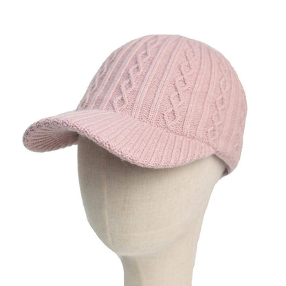 Gorra de béisbol de lana tejida, gorra con visera ligera de color sólido y cálida de estilo coreano