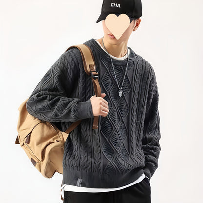 A1. Round Neck Sweater Men's Loose Sweater