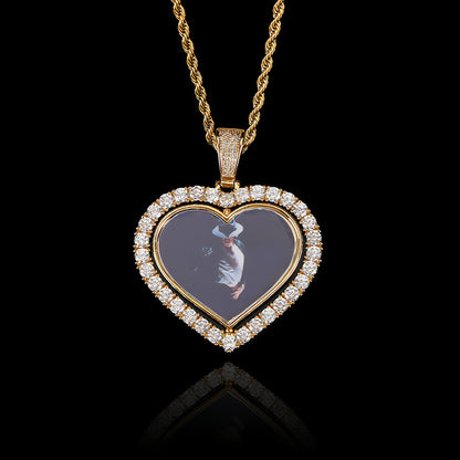 Rotating Double-sided Love Photo Pendant Necklace