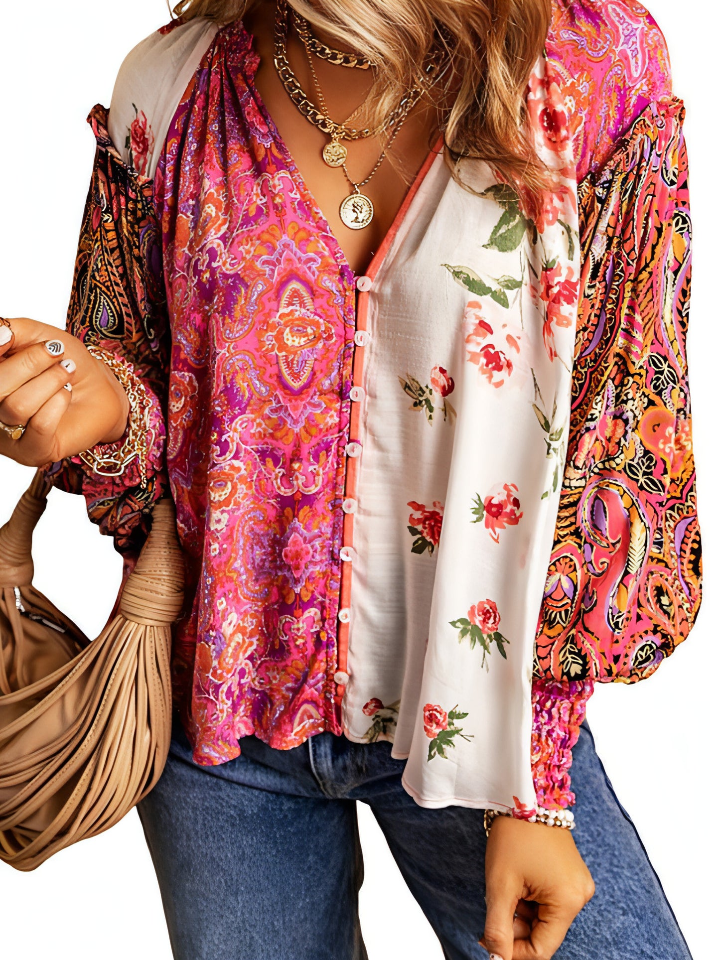 Fashion Floral Print DressShirt For Women