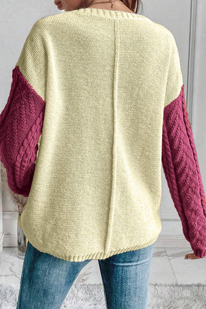 Maglione con spalla abbassata con tasca applicata color marrone chiaro