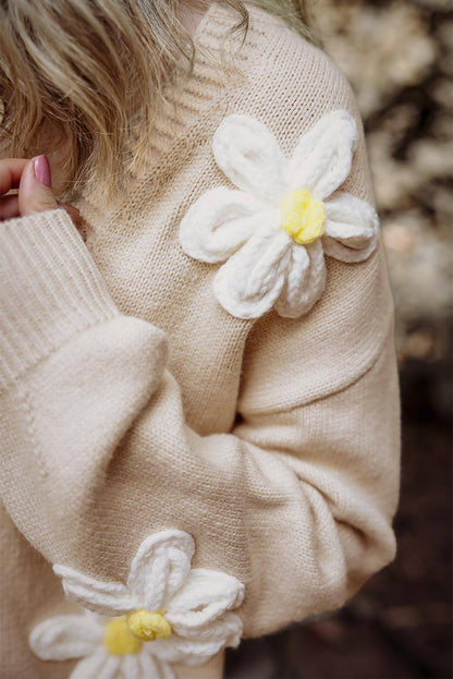 Pergament Elegant blomsterdekor-knapp foran cardigan