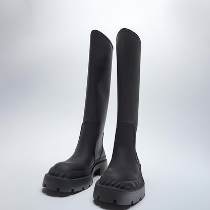 Women's Round Head Slim But Knee-high Martin Boots