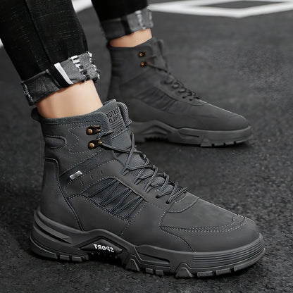 Men's High Top Men's Autumn And Winter Leather Work Shoes