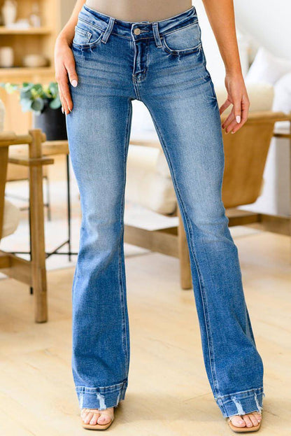 Jeans de cintura alta de color claro para mujer