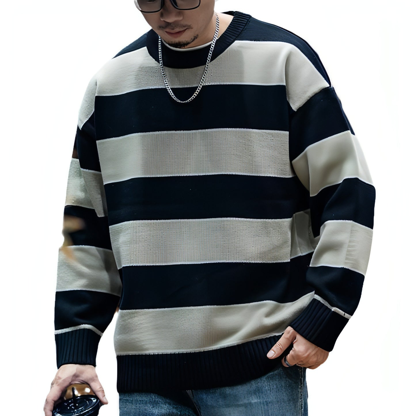 Men's Loose Fashion Brand Crew Neck Casual Sweater Men's