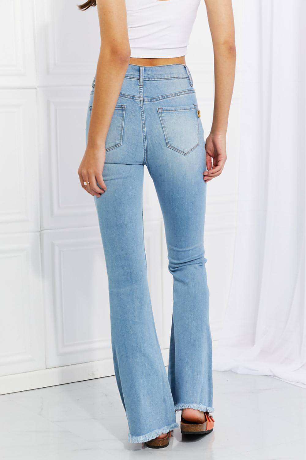 Živahni miu polne velikosti Jess Button Flare Jeans