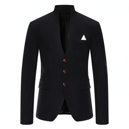 Men's Color Stitching Stand-collar Casual Slim Fit Suit