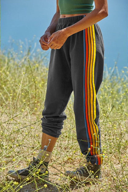 Dark Grey Counting Rainbows High Waist Sweatpants