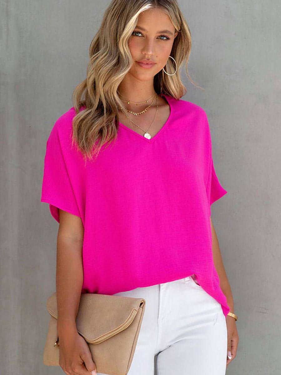 Leisure Solid Color T-shirt Women