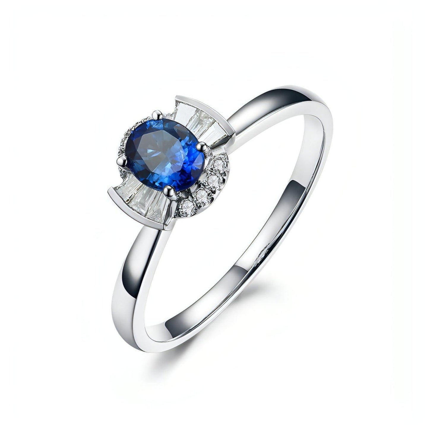 Sapphire & Diamond Inlaid 18K Gold Women's Ring