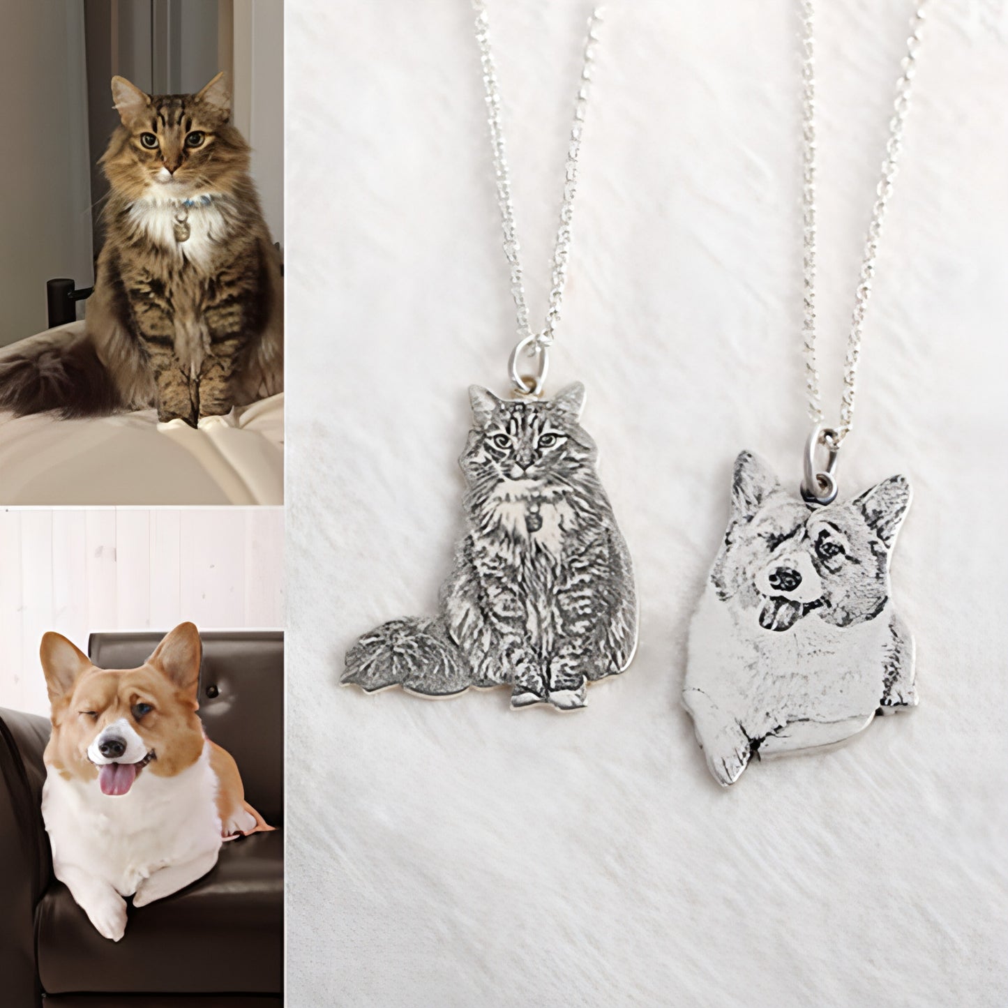 Personalized Pet Memorial Necklace – Custom Engraved Cat & Dog Pendant