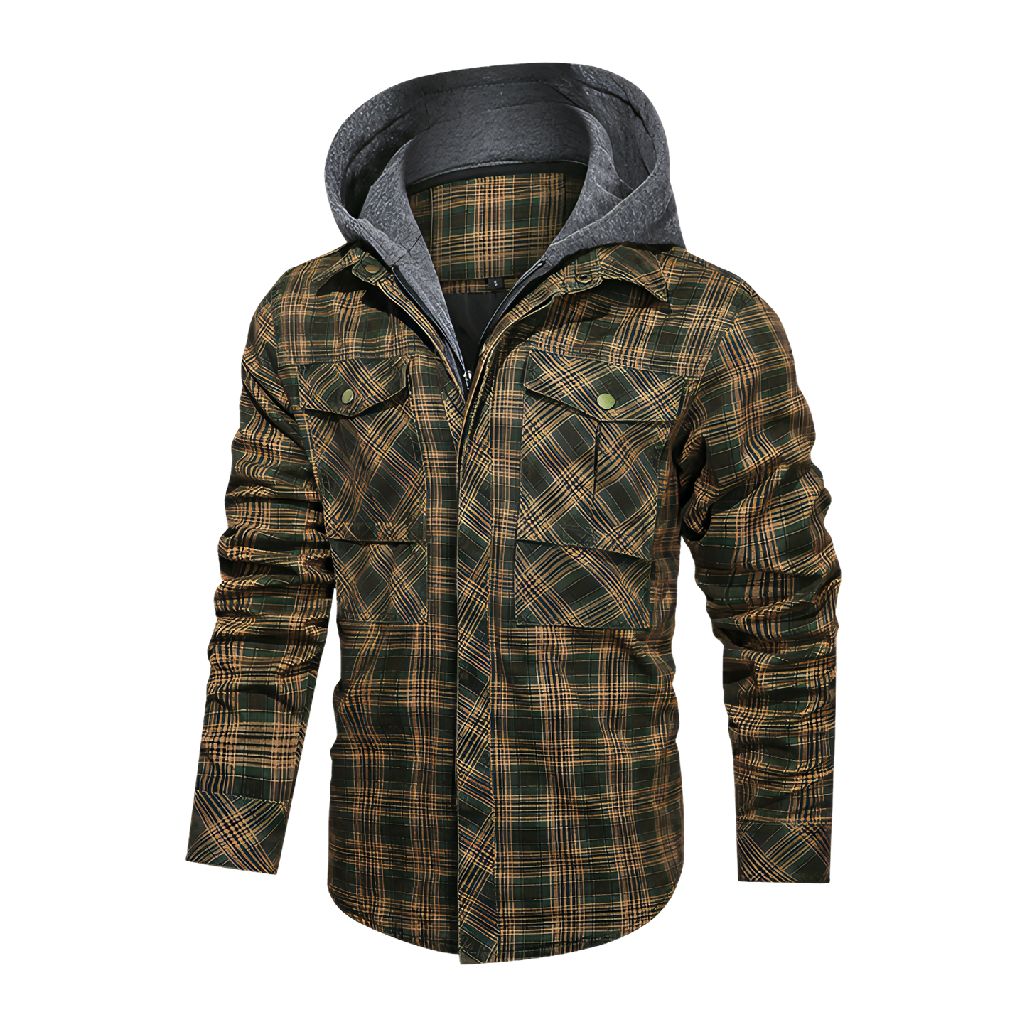 Men Long-sleeved Plaid Jacket